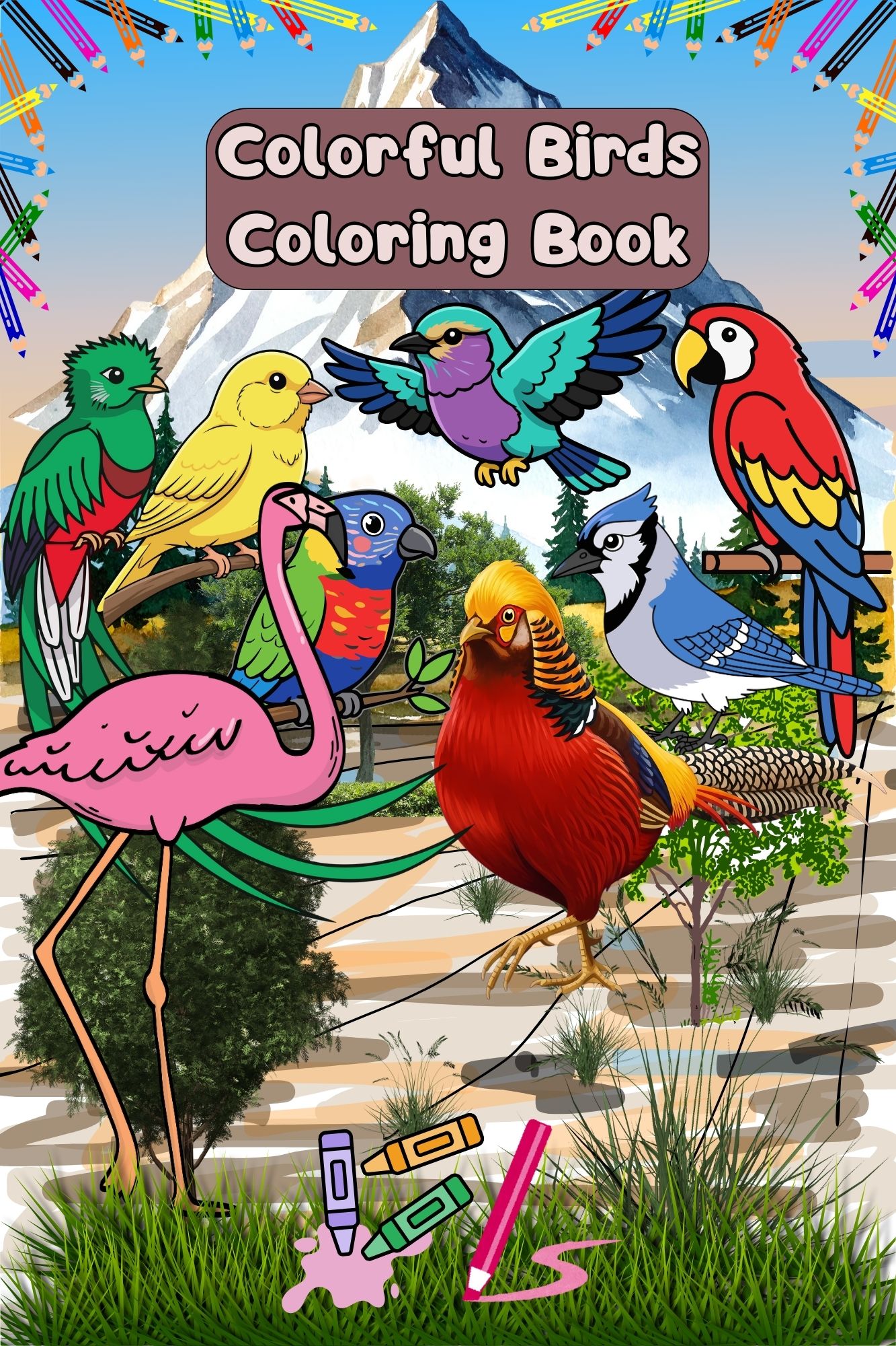 Colorful Birds Coloring Book